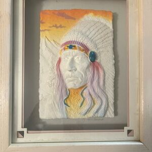 Native American Themed Wall Art signed ‘Wess’ by Figi Graphics. Vtg.